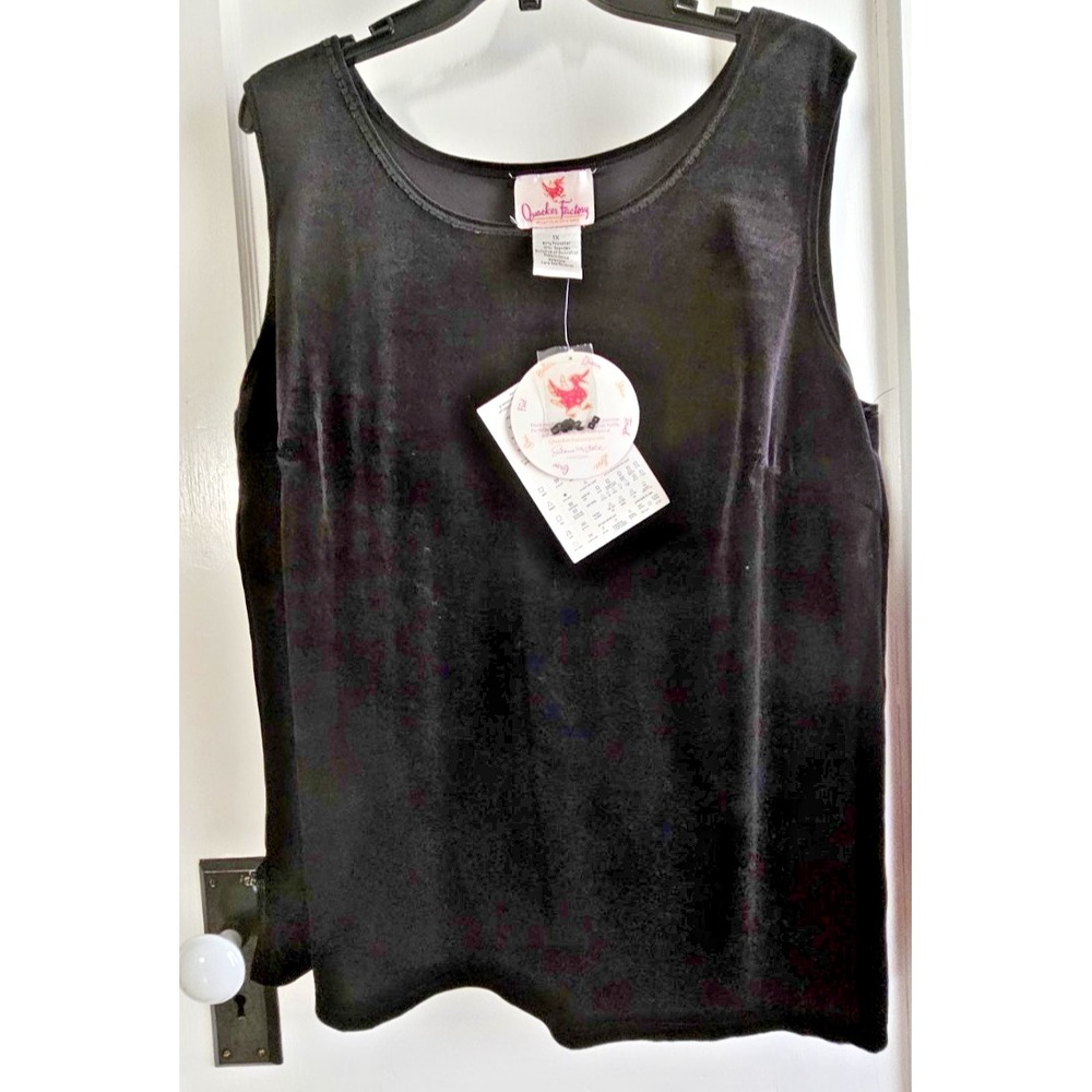 NWT Quacker Factory black velvet tank top‎ embellished neck  Sz 1X